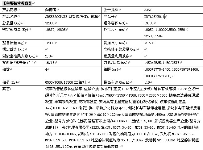 國(guó)六重汽汕德卡8X4普通液體運(yùn)輸車整車技術(shù)參數(shù) 國(guó)六重汽汕德卡8X4普通液體運(yùn)輸車整車技術(shù)參數(shù)