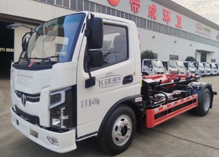 飛碟奧馳插電混合動(dòng)力勾臂垃圾車_黃綠牌勾臂垃圾車